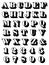 Complete alphabet set uppercase serif