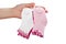 Complete of baby socks in woman\'s hand.