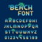 Complete beach alphabet letters and numbers font
