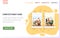 Complete family game landing page template with group of people sing songs and play guitar at home