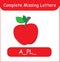 Complete Missing Letters Apple Vector. Kid training