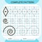 Complete pattern. Tracing Lines Activity For Early Years. Preschool worksheet for practicing fine motor skills. Tracing