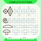 Complete pattern. Tracing Lines Activity For Early Years. Preschool worksheet for practicing fine motor skills. Tracing