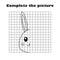 Complete the picture, black white cartoon bunny, drawing skills training, easter educational game for the development of children