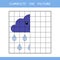 Complete the picture of cute rainy cloud. Vector worksheet