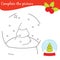 Complete picture educational children game. Kids drawing worksheet. Christmas and New year holidays theme activity for toddlers