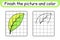 Complete the picture leaf. Copy the picture and color. Finish the image. Coloring book. Educational drawing exercise game for