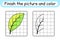 Complete the picture leaf. Copy the picture and color. Finish the image. Coloring book. Educational drawing exercise game for