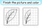 Complete the picture leaf. Copy the picture and color. Finish the image. Coloring book. Educational drawing exercise game for