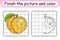 Complete the picture peach. Copy the picture and color. Finish the image. Coloring book. Educational drawing exercise game for