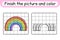 Complete the picture rainbow. Copy the picture and color. Finish the image. Coloring book. Educational drawing exercise game for