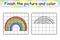 Complete the picture rainbow. Copy the picture and color. Finish the image. Coloring book. Educational drawing exercise game for