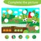 Complete the puzzle and find the missing parts of the picture, farm animals fun education game for children, preschool