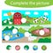 Complete the puzzle and find the missing parts of the picture, farm fun education game for children, preschool worksheet