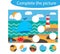 Complete the puzzle and find the missing parts of the picture, ocean life, fun education game for children, preschool worksheet