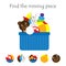 Complete the puzzle and find the missing piece, fun education toys game for children, preschool worksheet activity for