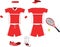 Complete red Tennis Equipment