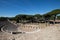 Almost complete Roman theater in Ostia antica. Drama place in an