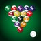 Complete set of color billiards balls