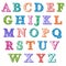 Complete set colorful patterned alphabet letters