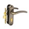 Complete set of mortise lock in bronze color with a rectangular bolt and latch