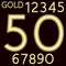 A complete set of numbers made from gold wire with a matte surface. Font is by a velvety dark crimson background. Numbers