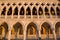 Complete view of Dodge Palace details and yellow shadows, Venice Italy