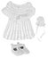 Complete white gown, dress, shoes, bag christening for a child.