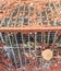 Almost completely destroyed roof of a house taken from the air