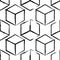 Completely seamless, abstract cube pattern. Black and white design, geometric 3d background.