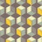 Completely seamless, abstract cube pattern. Geometric 3d background. Scribble texture.