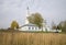 The complex of buildings of the Spaso-Preobrazhensky Cathedral autumn cloud by day. Sudislavl