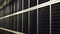 Complex equipment in data center. Stock footage. Black mesh panels for cooling data centers. Black panels are located in