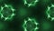 Complex green composition of particles that form cells. 3d looped smoothed particles animation with a kaleidoscope