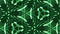 Complex green composition of particles that form cells. 3d looped smoothed particles animation with a kaleidoscope