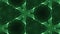 Complex green composition of particles that form cells. 3d looped smoothed particles animation with a kaleidoscope