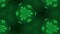 Complex green composition of particles that form cells. 3d looped smoothed particles animation with a kaleidoscope