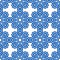 Complex seamless abstract pattern of curly stars in blue shades, white background