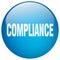 Compliance blue round gel isolated button