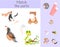 Compliance with children`s educational game. Match animal parts. Find the missing puzzles