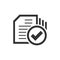 Compliance document icon in flat style. Approved process vector illustration on white isolated background. Checkmark business