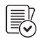 Compliance document icon in flat style. Approved process vector illustration on white isolated background. Checkmark business.