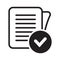 Compliance document icon in flat style. Approved process vector illustration on white isolated background. Checkmark business.