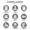 In compliance icon set that shows a company passed inspection