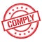 COMPLY text written on red vintage stamp