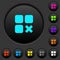 Component cancel dark push buttons with color icons