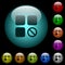 Component disabled icons in color illuminated glass buttons