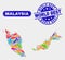 Component Malaysia Map and Grunge World Best Stamps