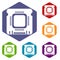Component microchip icons vector hexahedron