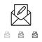 Compose, Edit, Email, Envelope, Mail Bold and thin black line icon set